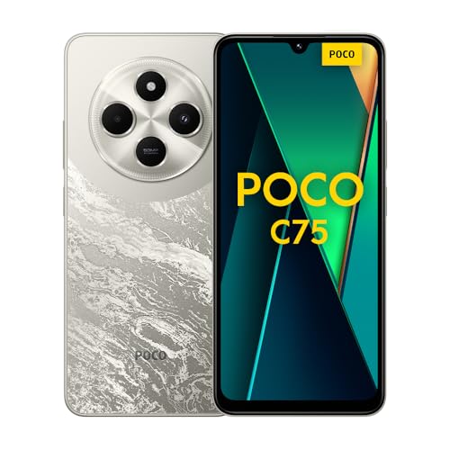 Poco C75 (Android Smartphone), 6GB+128GB, 2.0GHz, Display da 6.88″, Doppia fotocamera, Camera principale AI da 50MP, Batteria da 5.160mAH, Oro