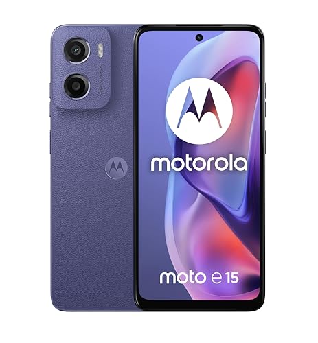 Motorola moto e15 (2/64GB, Fotocamera da 32MP + sensore antisfarfallio, Display 6.67″ HD+ 90Hz Corning® Gorilla® Glass 3, 5200mAh, MediaTek Helio G81 Extreme, Android 14 Go Edition), Fresh Lavender