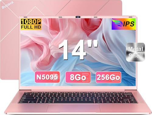 2025 Newest Pc Portatile 14 Pollici Celeron N5095 Upto 2,9 GHz Notebook 8GB RAM 256GB SSD TF 1TB LPDDR4 Win11 5G WiFi 1920*1080 FHD USB 3.0 Widevine L1 Laptop Film Italiana – Oro Corpo in Metallo