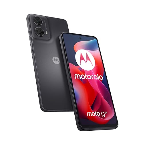 Motorola g24, Display 6.56″ HD+ 90 Hz, 50+2 MP, 5000 mAh ricarica 15W, 4/128GB, Dual SIM, IP52, NFC, Android 14, Cover Inclusa, Nero (Charcoal)