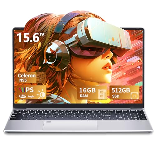 PC Portatile 15.6 pollici 16GB RAM 512GB SSD, Celeron N95 CPU Win11 Notebook, 180° Flip Laptop FHD 1920 * 1080, WiFi 5, Tastiera Retroilluminata Computer Portatile, Sblocco Impronta Digitale, BT4.2