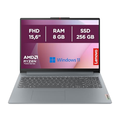 Lenovo IdeaPad Slim 3 Notebook 15,6” FHD (1920×1080), AMD Ryzen 3 7320U, RAM 8GB, 256GB SSD M.2, Grafica Integrata AMD Radeon 610M, WiFi 6, Windows 11 – Arctic Grey
