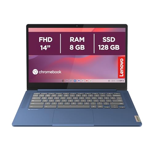 Lenovo IdeaPad Slim 3 Notebook Chromebook 14″ FHD (1920×1080), MediaTek Kompanio 520, 8GB RAM, 128GB eMMC, ChromeOS, WiFi 6 – Abyss Blue, Esclusiva Amazon