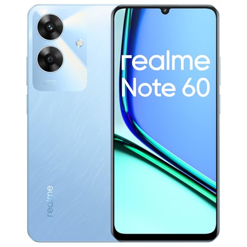 realme Note 60 Smartphone Android, 4G Telefono Cellulare Dual SIM, 90Hz Display LCD da 6.74″, 3GB RAM 64GB ROM, Batteria da 5000 mAh, 32MP Fotocamera chiara, Blu, senza Adattatore