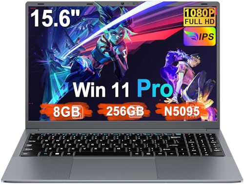 Pc Portatile 15.6 Pollici Celeron N5095 Upto 2,9 GHz Win11 Pro Laptop 8GB RAM 256GB SSD TF 1TB LPDDR4 5G WiFi 1920*1080 FHD USB 3.0 Widevine L1 Computer Portatile Con il Topo Film Italiano – Grigio