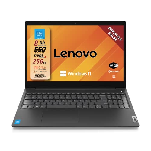 Lenovo – Notebook 15.6 Pollici V15 G2 IJL, Pc Portatile Windows 11 Home, Intel N4500, RAM 8GB DDR4, 256GB SSD NVMe – Laptop Grafica Intel UHD, Computer Audio Dolby, Schermo FHD