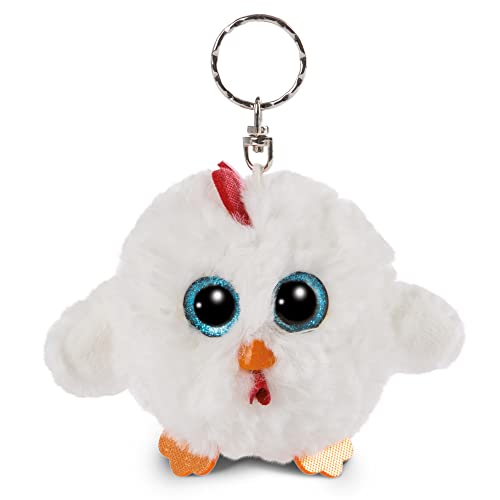 NICI- Asino L’Originale Glubschis Gallina Henlou 9cm Peluche per cordini, Zaini, Portachiavi e tiralampo – Ciondoli per Borsa, Animalier, Colore Bianco, 9 cm, 47663