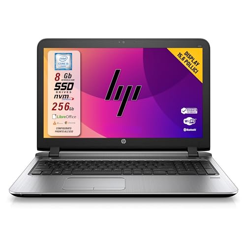 HP Probook, Pc Portatile Notebook intel core i5-6200U, Display HD da 15,6″, Ram 8 Gb, SSD 256 Gb, Pacchetto Libre, W10 (ricondizionato)