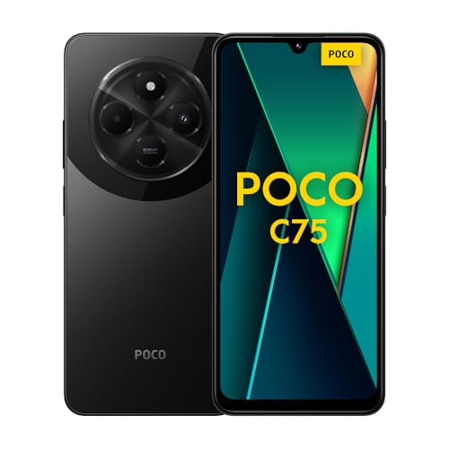 Poco C75 (Android Smartphone), 6GB+128GB, 2.0GHz, Display da 6.88″, Doppia fotocamera, Camera principale AI da 50MP, Batteria da 5.160mAH, Nero