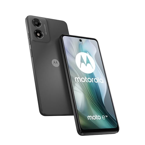 Motorola Moto e14 (2/64GB, batteria 5000 mAh, display 6.56” HD+ 90Hz, fotocamera 13MP, processore UNISOC T606, Dual SIM, Android 14(Go edition), Charcoal Grey