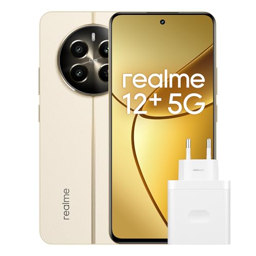 realme 12+ 5G Smartphone 8+256 GB con NFC, Sony LYT-600 OIS, Chipset Dimensity 7050 5G, Display AMOLED da 120 Hz, Smart Touch antipioggia, SUPERVOOC da 67 W, Navigator Beige, Esclusiva Amazon