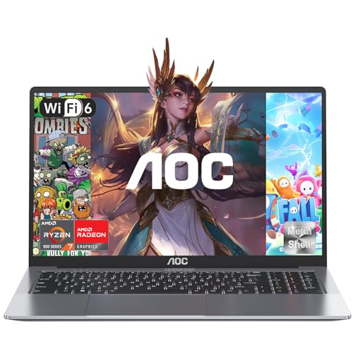AOC 16.1” PC Portatile,Ryzen 7 5700U, Fino a 4,3 GHz, RAM 16GB M.2 NVMe SSD 512GB Laptop, Tastiera Retroilluminata, Radeon RX Vega 8 Graphics Notebook, WiFi-6,HDMI, 1080P,Tipo-C,Guscio Metallico